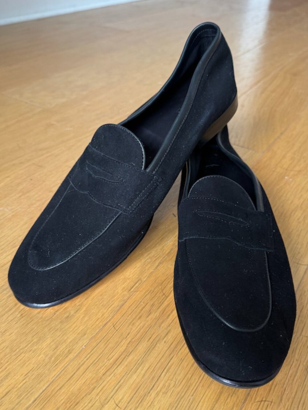 BRAND NEW Suit Supply Black Suede Penny Loafer in Size 43